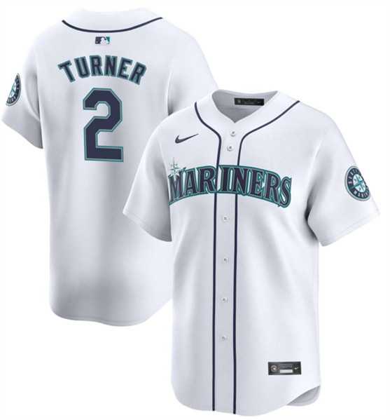 Mens Seattle Mariners #2 Justin Turner White 2024 Home Limited Stitched jersey Dzhi